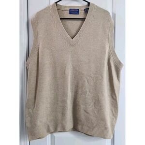Pendelton 100% Virgin Wool Sweater Vest Mens Large L Beige Knit
